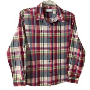 New Alfred Dunner Colorful Plaid Long Sleeve Button front Women's Shirt 16P